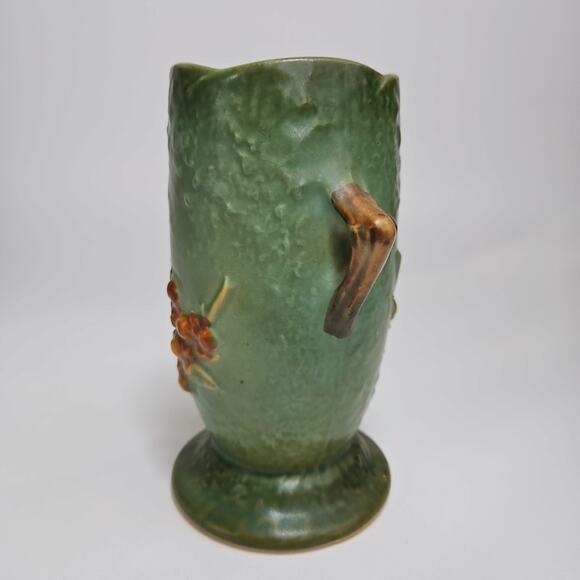 Roseville Pottery Vase Bittersweet Florals Green 881-6 Two Handle 6" Vtg - Picture 4 of 6